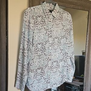 Banana Republic Women's Floral Blouse - Black and White